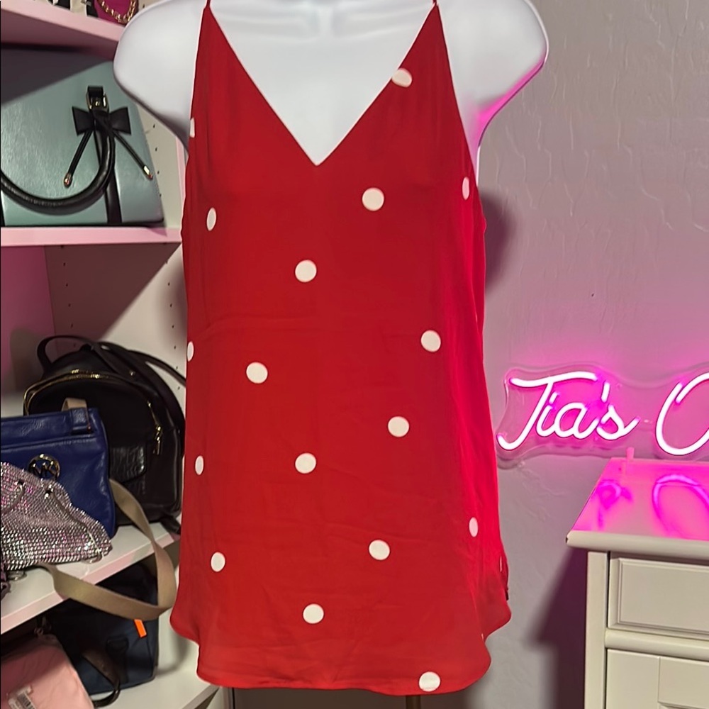 No.062 LOFT Red Polka Dot Tank Top - Picture 3 of 8